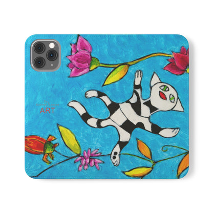 Flip Cases - Motiv: Gescheckte Katze schwebt