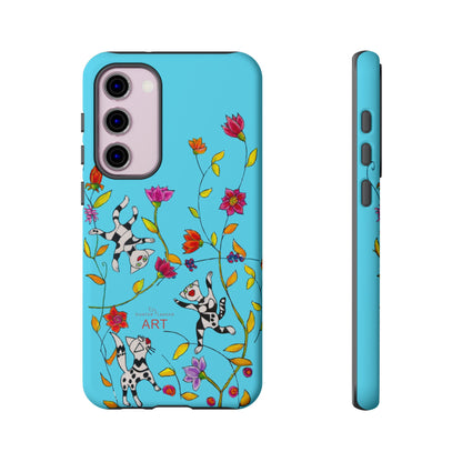 Tough Cases - Google Pixel - Samsung Galaxy - Motiv: Karierte Katzen, blau