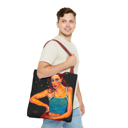 Tote Bag (AOP) - Motiv: Lea, Schwarz Sterne