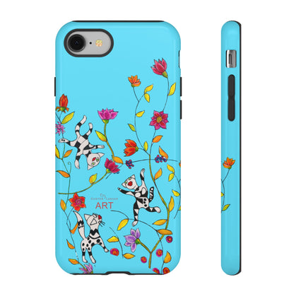 Tough Cases - iPhone - Motiv: Karierte Katzen, blau