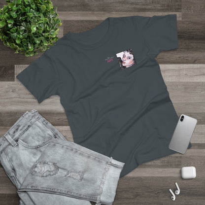 Single Jersey Women's T-shirt- dunkel - Motiv: Annette, Ausschnitt, H 7,5 cm