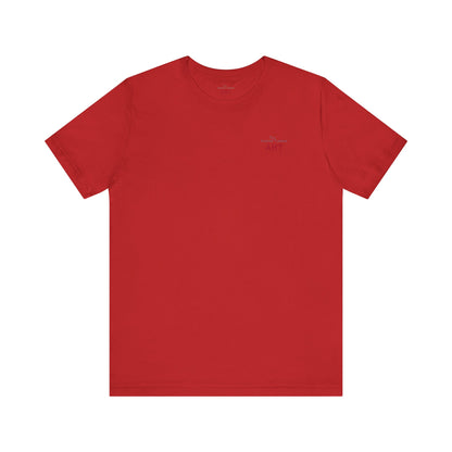Unisex Jersey Short Sleeve Tee - Motiv: Front Logo & Rückseite Giselle H 48,42 cm, N-Label