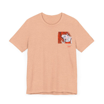 Unisex Jersey Short Sleeve Tee - Motiv: Front Julia (Ausschnitt) & Rückseite Julia, H 49 cm