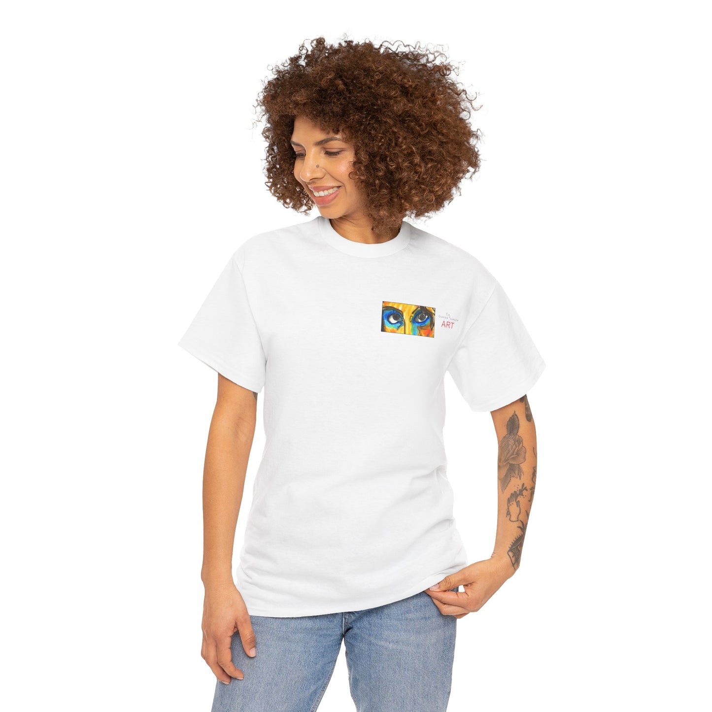 Unisex Heavy Cotton Tee - Motiv Augen & Frechdax, Neck Label
