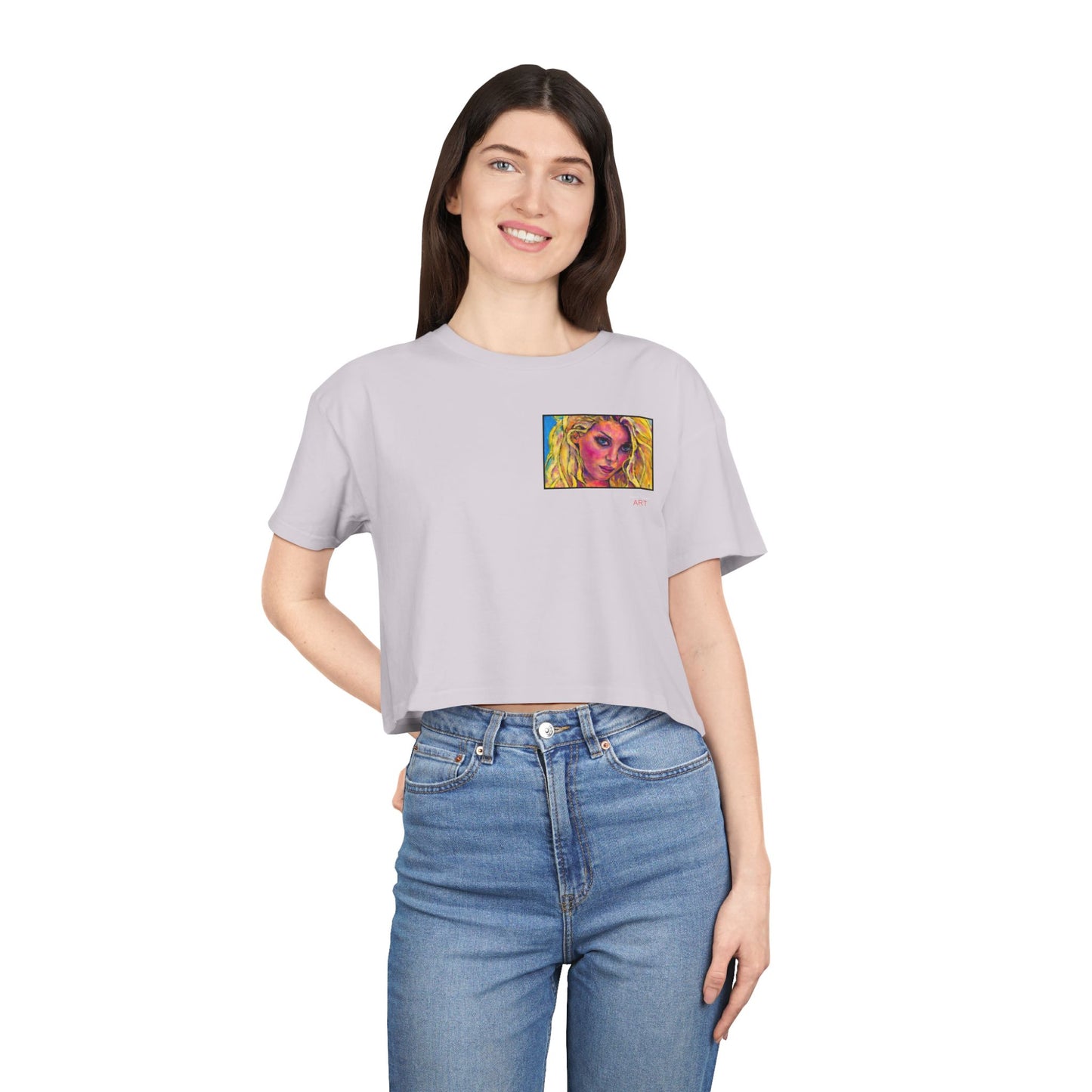 Women's Crop Tee - Motiv: Front "Maria" H 8,6 cm & Rückseite "Maria" (Ausschnitt) H 24,8 cm