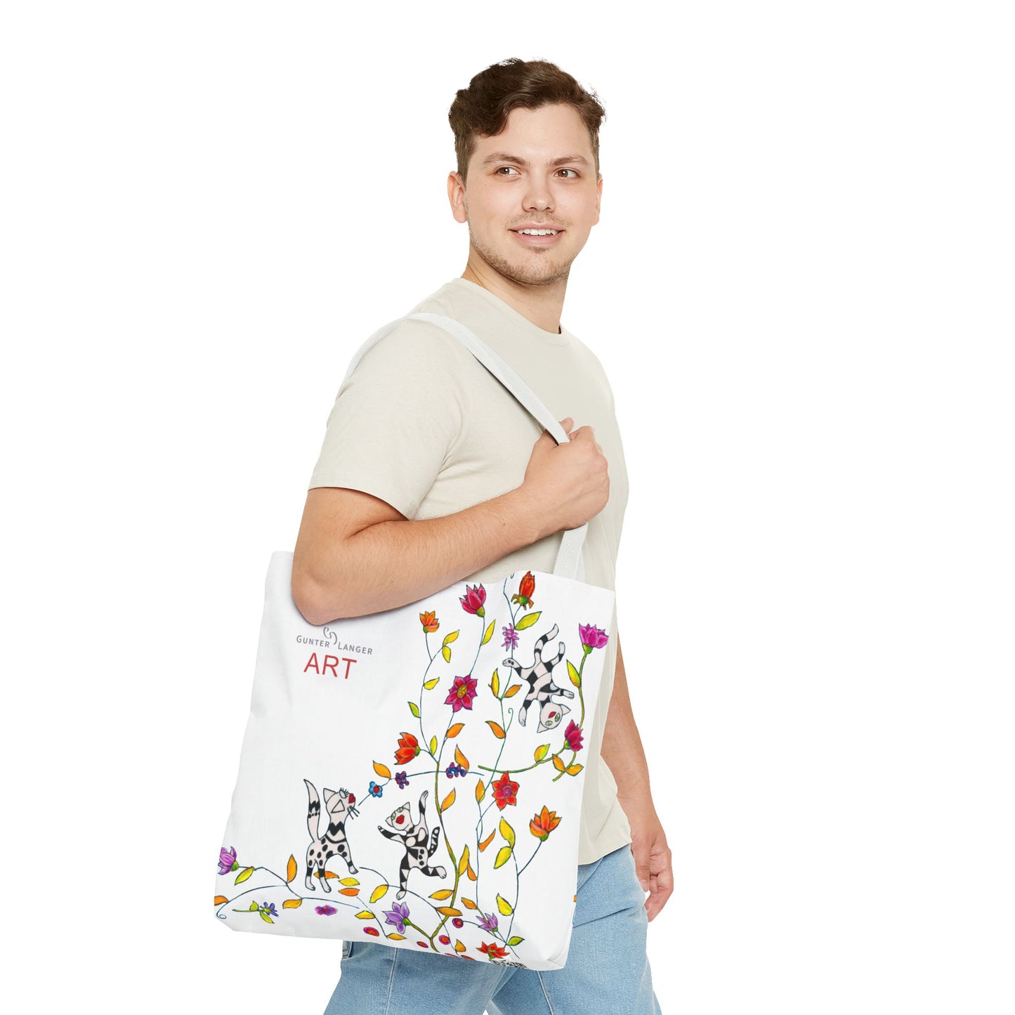 Tote Bag (AOP) - Motiv: Drei Karierte Katzen