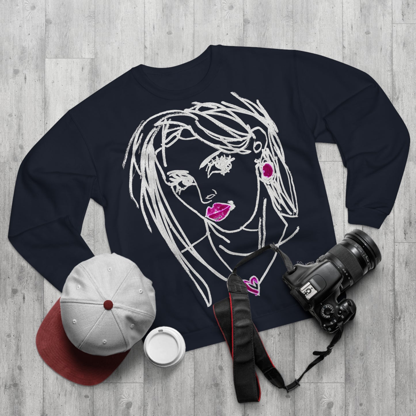 Unisex Crew Neck Sweatshirt (EU) - Motiv: Front Raja, H 49 cm & Rückseite Raja, H 49 cm (weiß)