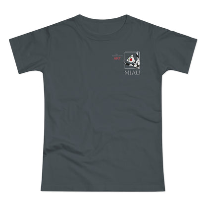 Copy of Single Jersey Women's T-shirt - dunkel - Motiv: Miau, Weiß, H 7 cm