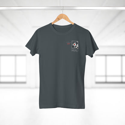 Copy of Single Jersey Women's T-shirt - dunkel - Motiv: Miau, Weiß, H 7 cm