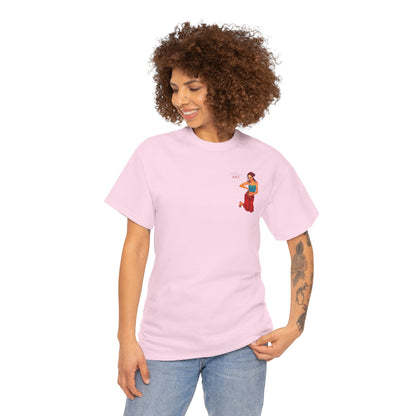 Unisex Heavy Cotton Tee - Motiv: Front, Lea, H 13cm & Rückseite, Lea A02, Ranken, 40 cm, Neck Label