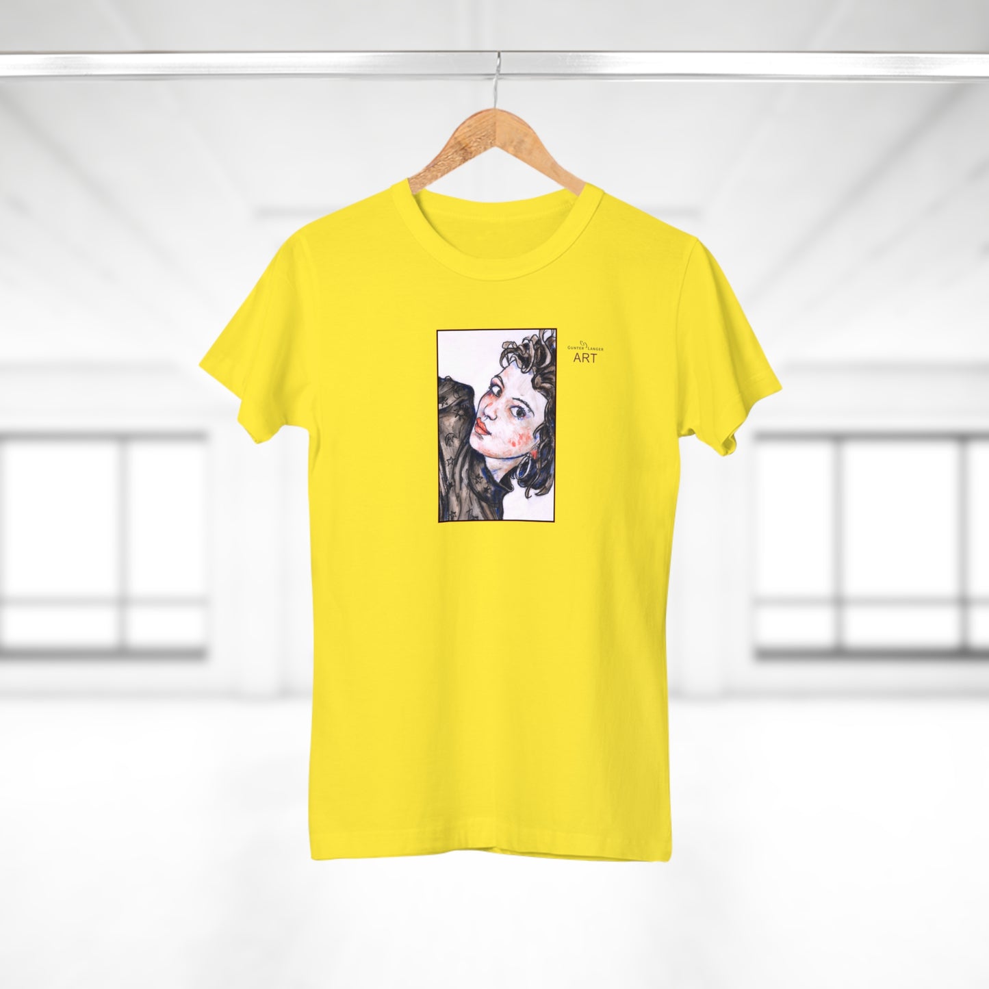 Single Jersey Women's T-shirt - hell - Motiv: Front Annette, H 20 cm & Rückseite Annette, H 35,56 cm