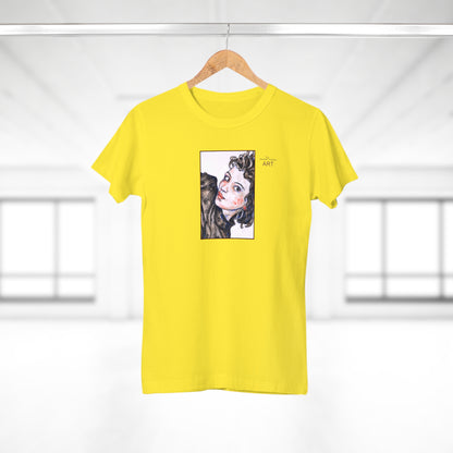 Single Jersey Women's T-shirt - hell - Motiv: Front Annette, H 20 cm & Rückseite Annette, H 35,56 cm