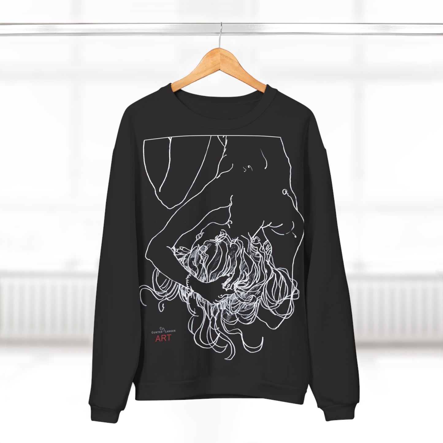 Unisex Crew Neck Sweatshirt (EU) - Motiv: Front Alisha (Ausschnitt H 49 cm) & Rückseite Alisha, H 49 cm (weiß)