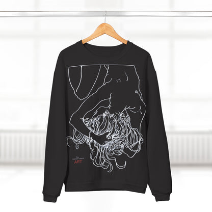 Unisex Crew Neck Sweatshirt (EU) - Motiv: Front Alisha (Ausschnitt H 49 cm) & Rückseite Alisha, H 49 cm (weiß)