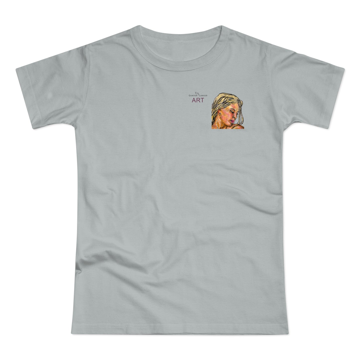 Single Jersey Women's T-shirt - hell - Motiv: Erna, Ausschnitt, H 8 cm
