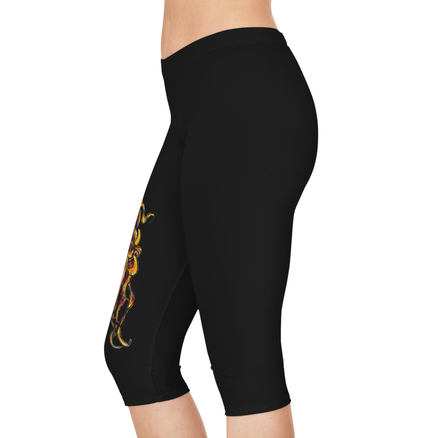Women's Capri Leggings (AOP) -  Motiv:  Antonietta, schwarz, 3