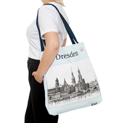 Tote Bag (AOP) - Motiv: Dresden -  Terrassenufer, Hofkirche, Schloß, Bleistift
