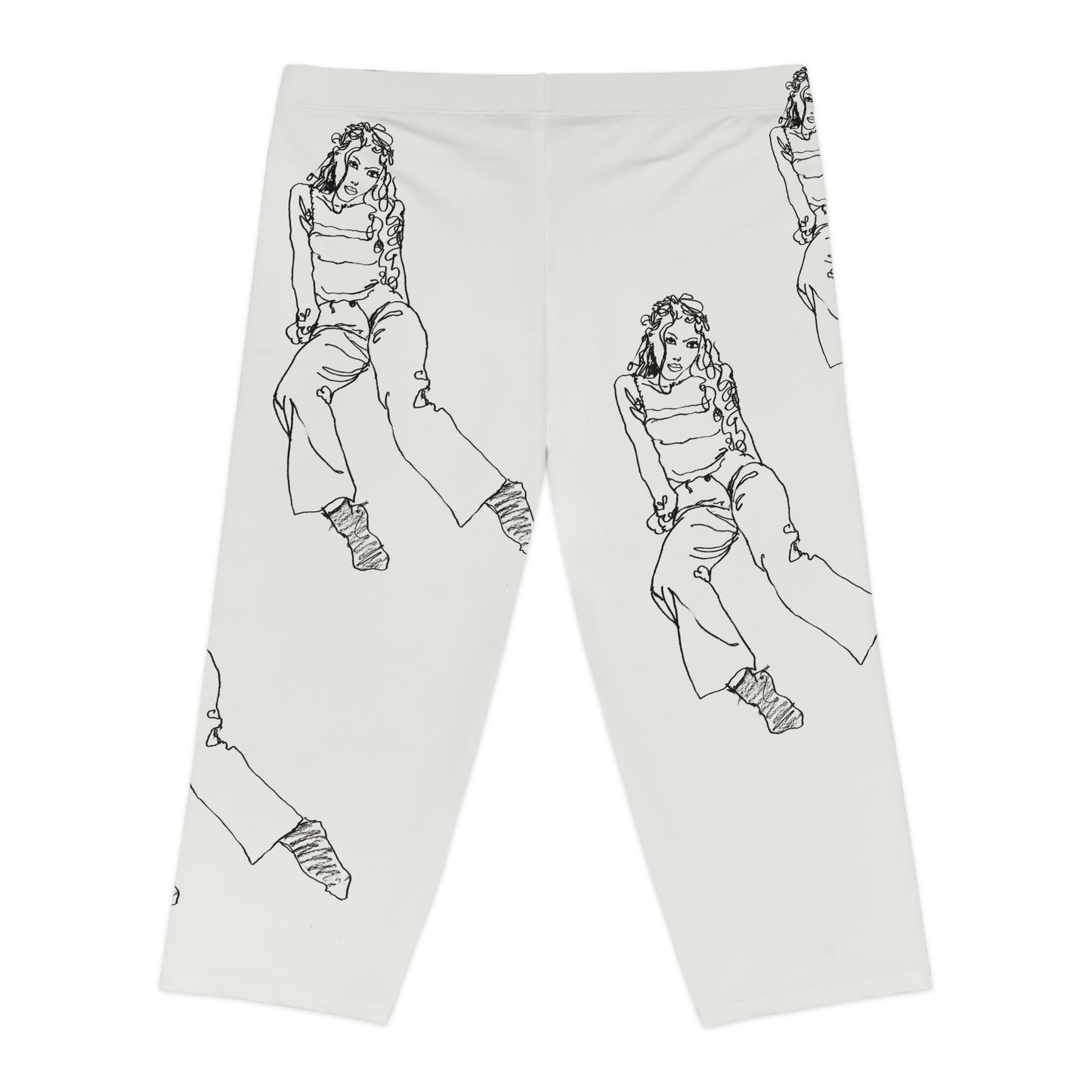 Women's Capri Leggings (AOP) - Motiv: Jonna, graugrün