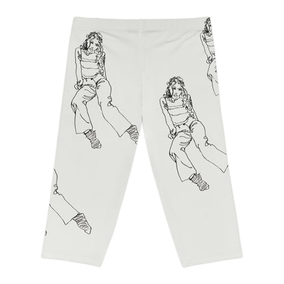 Women's Capri Leggings (AOP) - Motiv: Jonna, graugrün