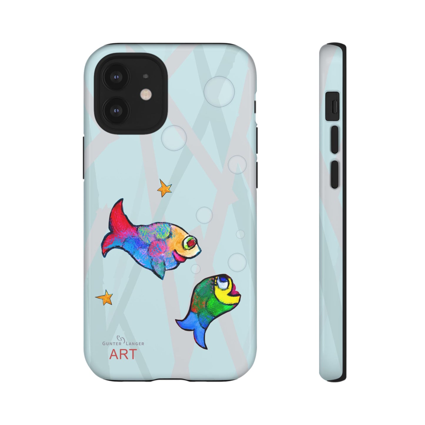 Tough Cases - iPhone - Motiv: "Fische", Mikado blau