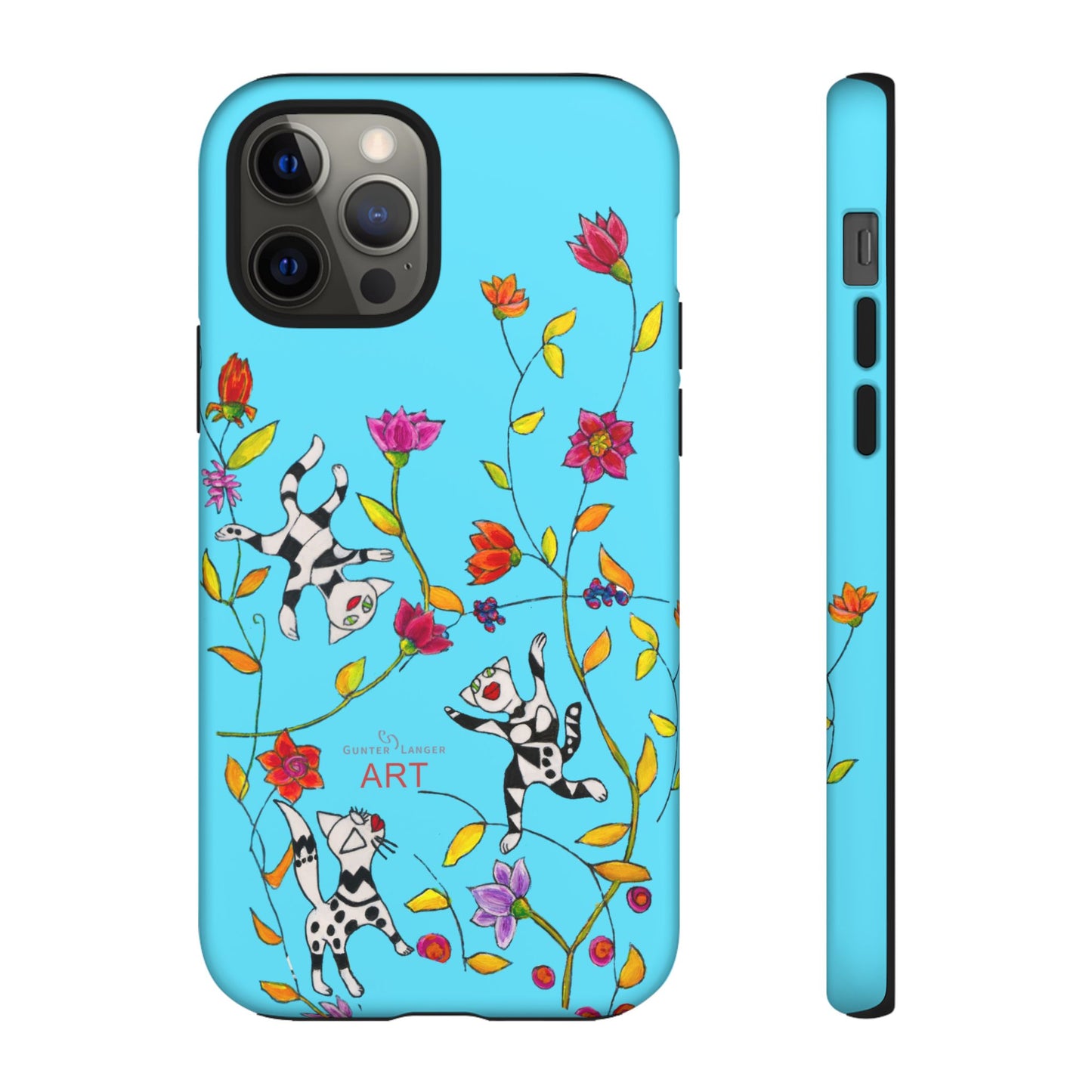 Tough Cases - iPhone - Motiv: Karierte Katzen, blau