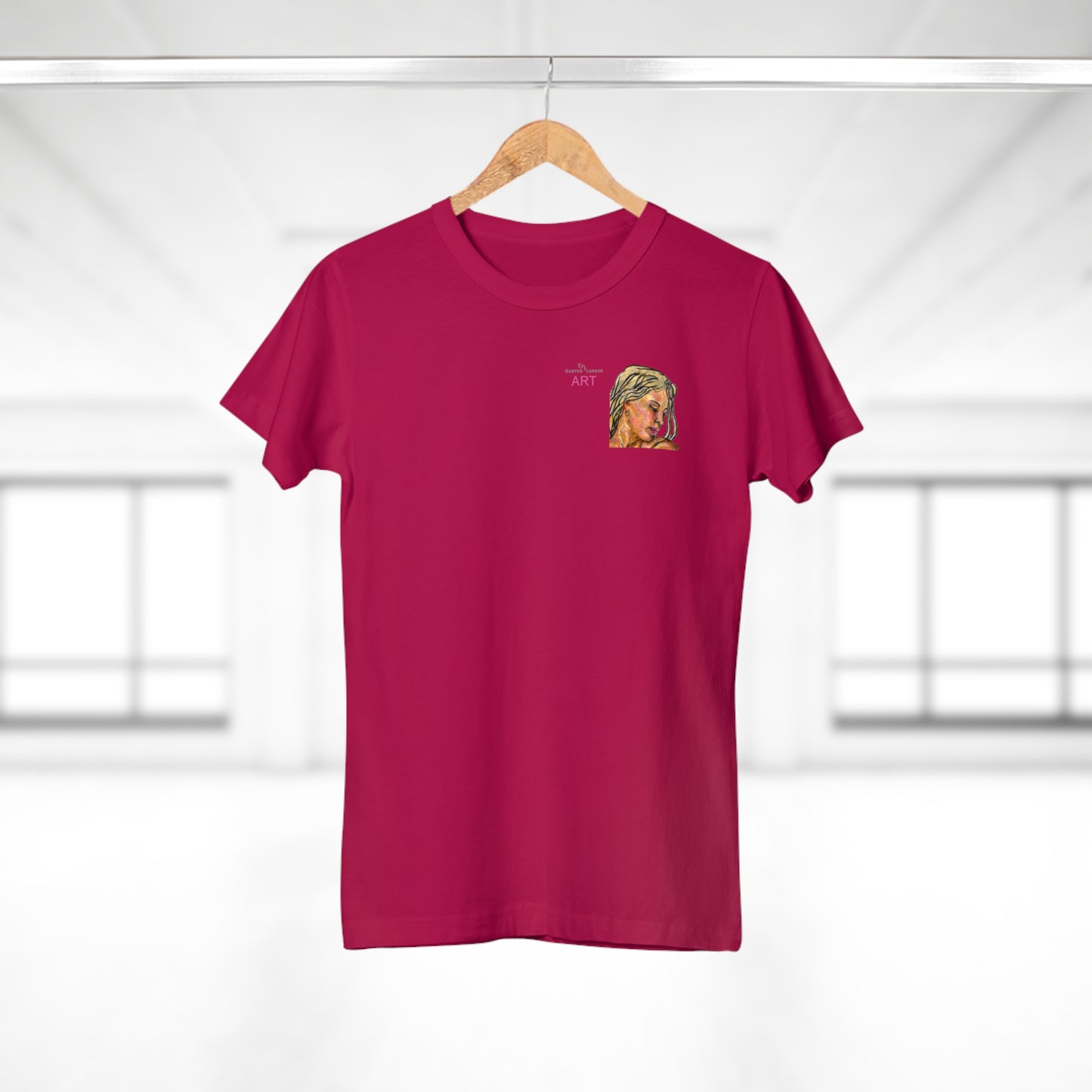Single Jersey Women's T-shirt- dunkel - Motiv: Erna, Ausschnitt, H 8 cm