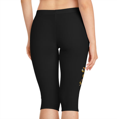 Women's Capri Leggings (AOP) -  Motiv:  Antonietta, schwarz, 2