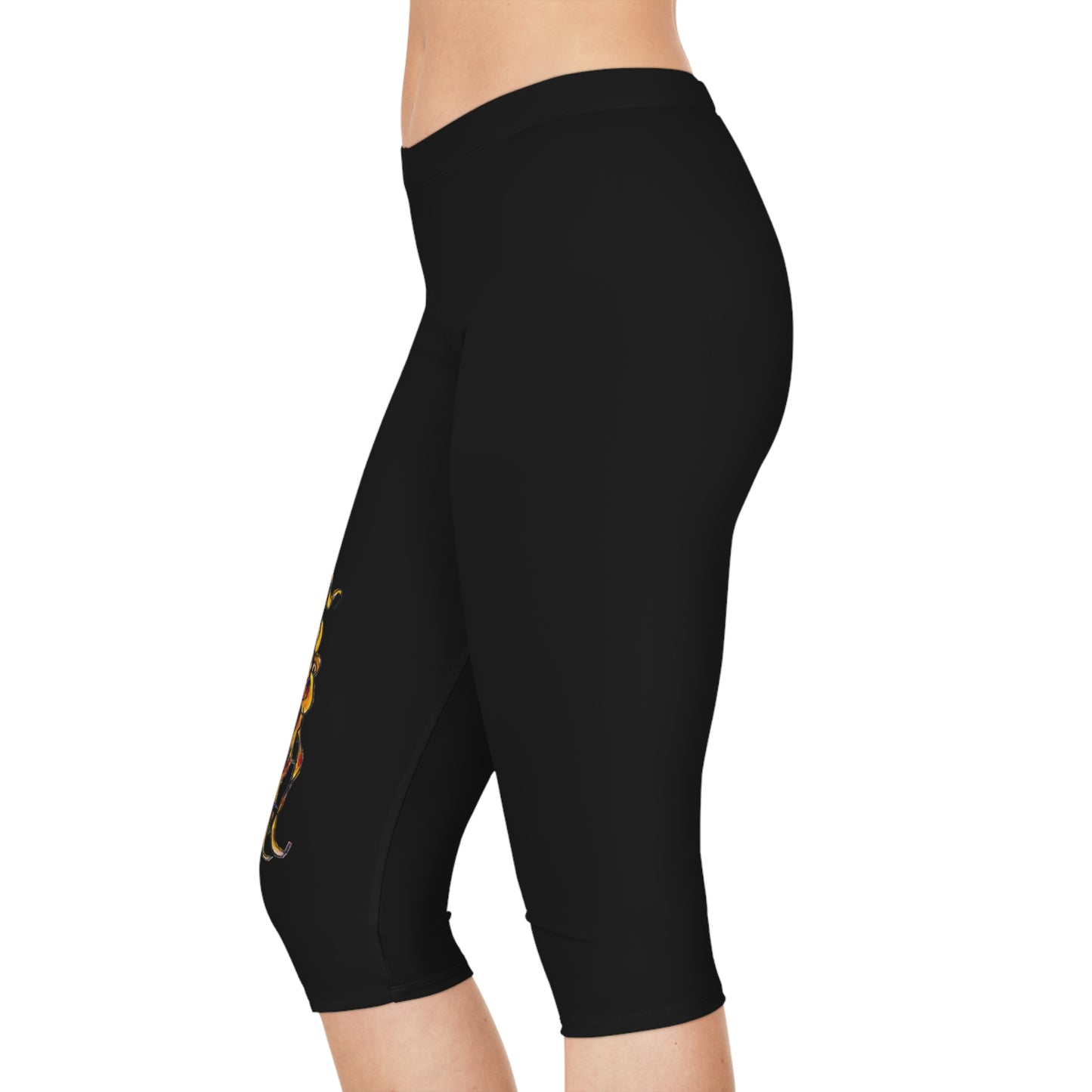 Women's Capri Leggings (AOP) -  Motiv:  Antonietta, schwarz, 2