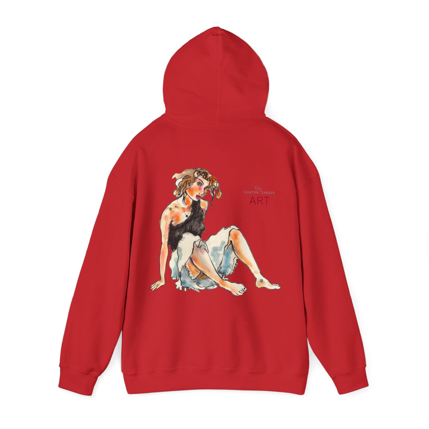 Unisex Heavy Blend™ Hooded Sweatshirt - Motiv Frontseite "Rosa", H 28 cm & Rückseite "Rosa", H 34 cm