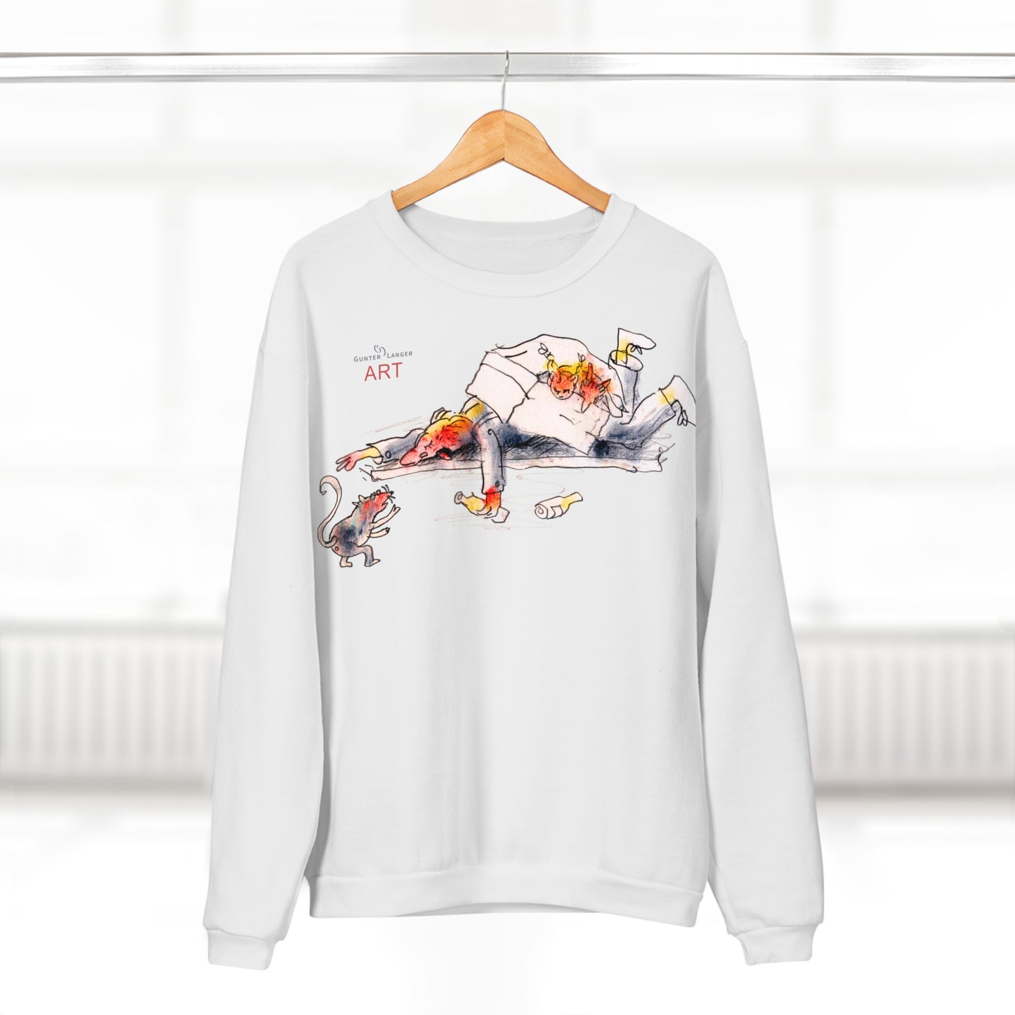 Unisex Crew Neck Sweatshirt (EU) -  Motiv: Front Karambolage & Rückseite Ratte