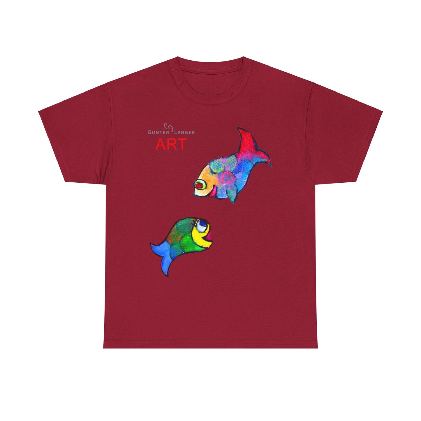 Unisex Heavy Cotton Tee - Motiv: Front Zwei Fische zueinander