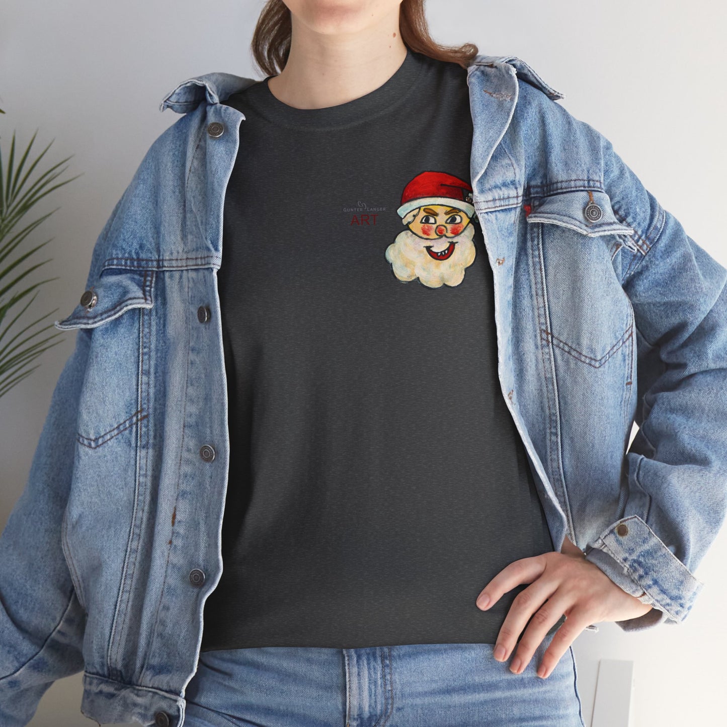 Unisex Heavy Cotton Tee - Motiv: Weihnachtsmann, H 13 cm