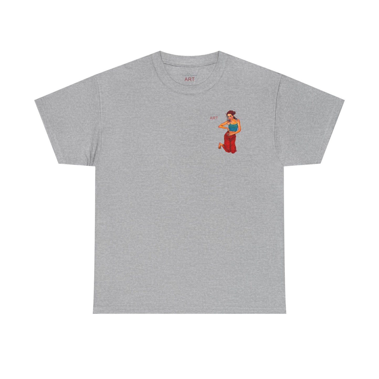 Unisex Heavy Cotton Tee - Motiv: Front, Lea, Ranken, H 13cm & Rückseite, Lea, Ranken, H 40,45 cm, Neck Label