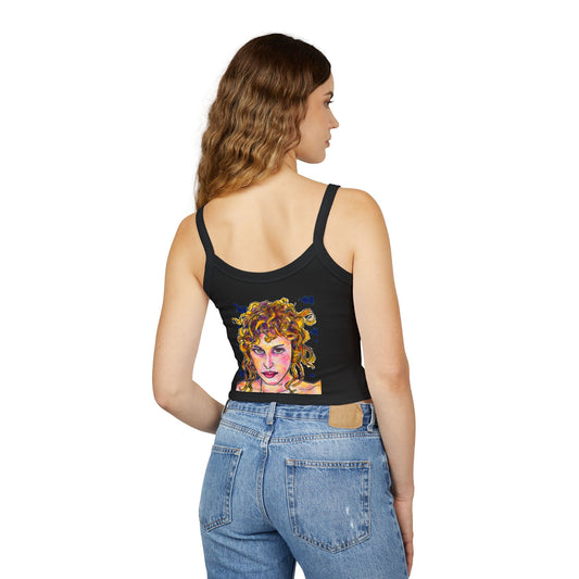 Women's Spaghetti Strap Tank Top - Motiv Antonietta, blaue Punkte