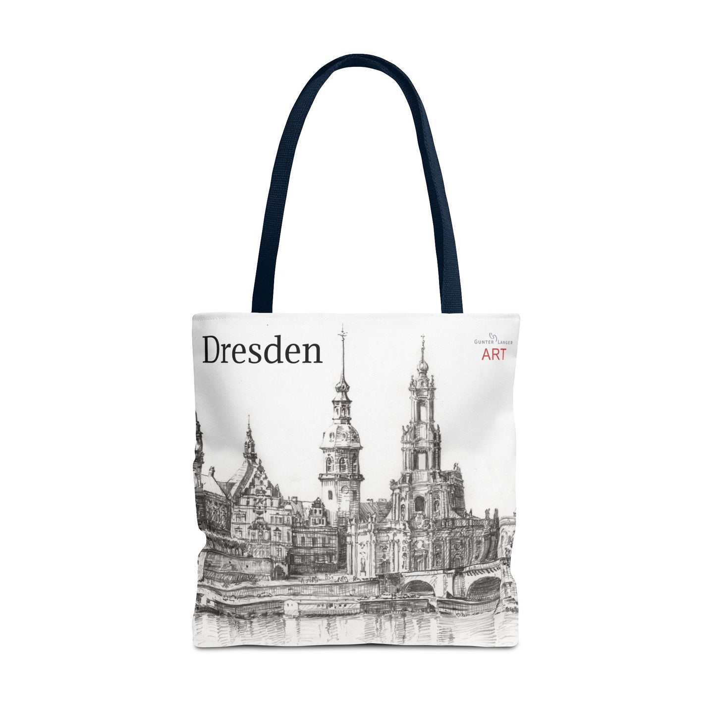 Tote Bag (AOP) - Motiv: Dresden -  Terrassenufer Hofkirche Schloß A01, Bleistift