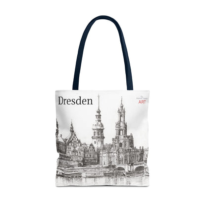 Tote Bag (AOP) - Motiv: Dresden -  Terrassenufer Hofkirche Schloß A01, Bleistift