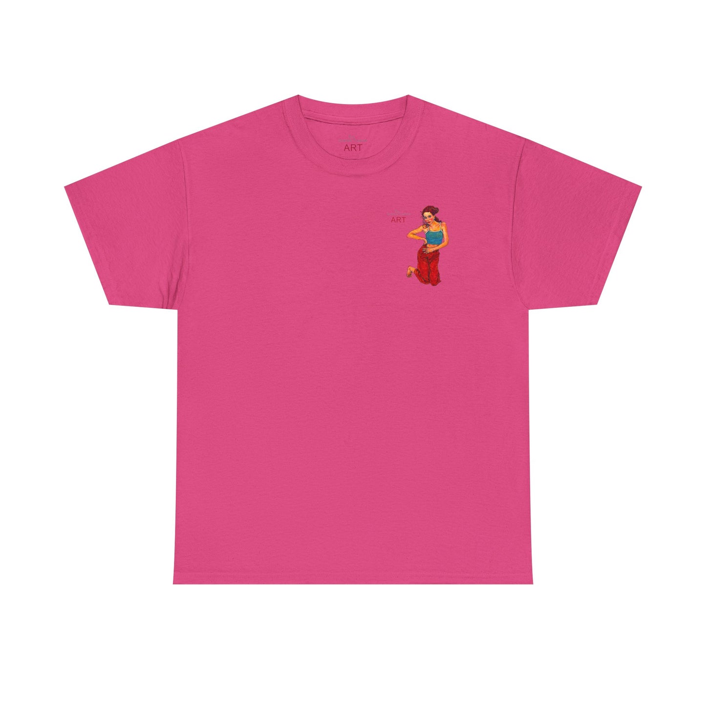 Unisex Heavy Cotton Tee - Motiv: Front, Lea, H 13cm & Rückseite, Lea A02, Ranken, 40 cm, Neck Label