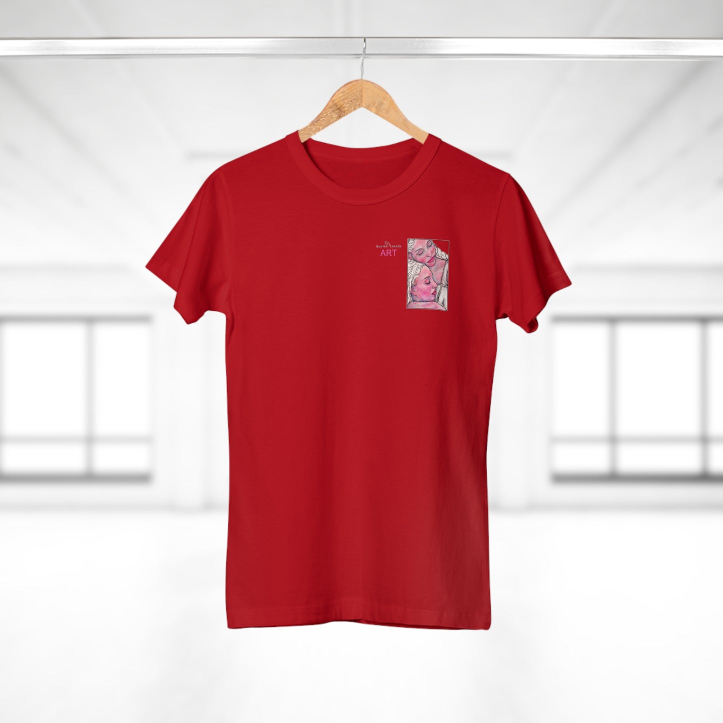 Single Jersey Women's T-shirt - dunkel - Motiv: Zuflucht, Ausschnitt, H 10 cm