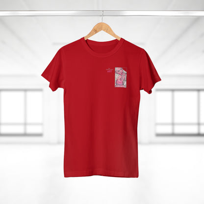 Single Jersey Women's T-shirt - dunkel - Motiv: Zuflucht, Ausschnitt, H 10 cm