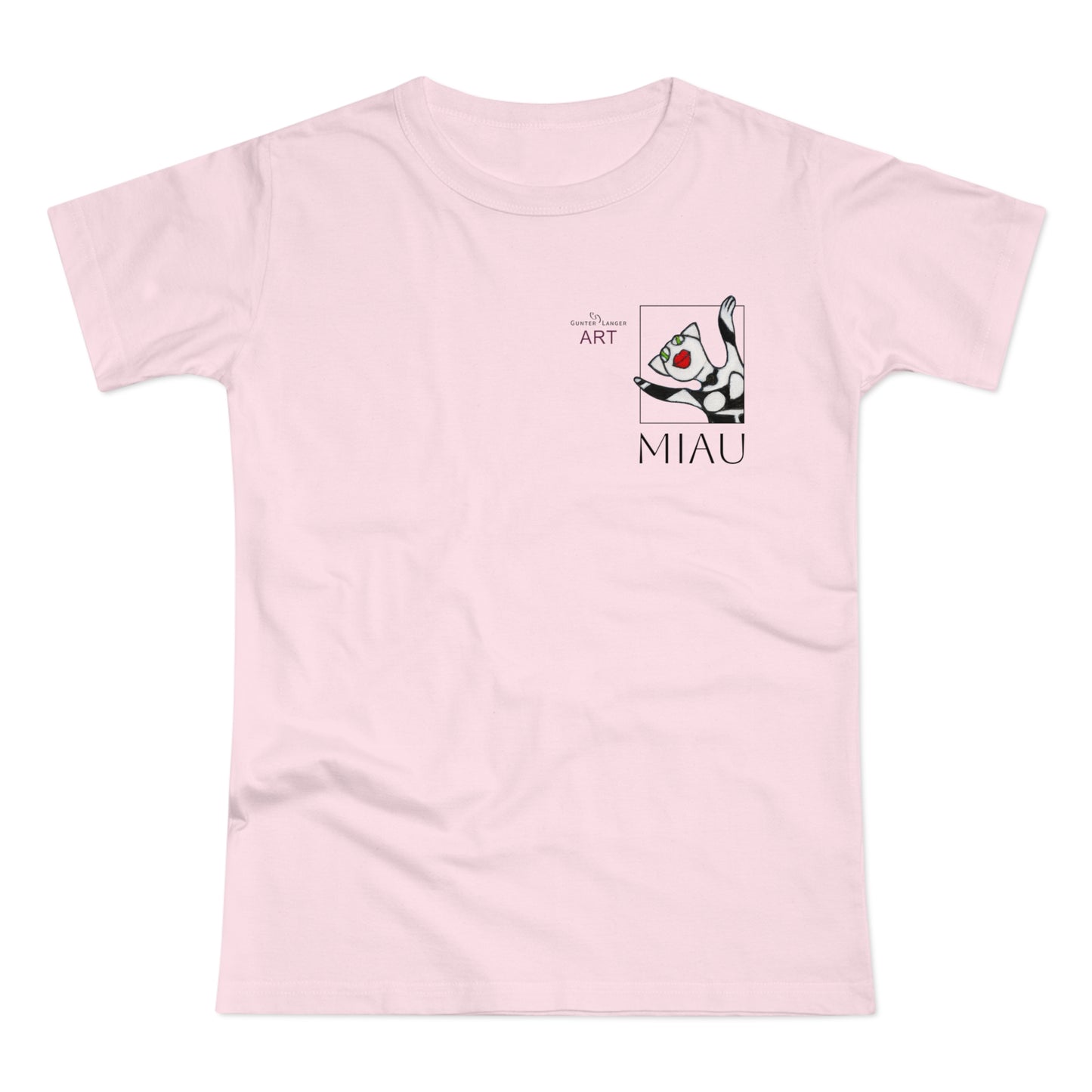 Single Jersey Women's T-shirt - hell - Motiv: Miau, H 9,7 cm