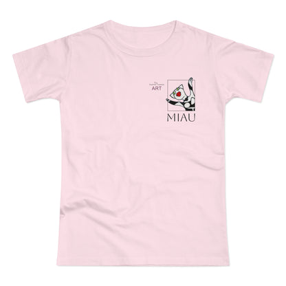 Single Jersey Women's T-shirt - hell - Motiv: Miau, H 9,7 cm