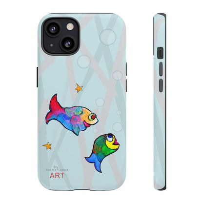 Tough Cases - iPhone - Motiv: "Fische", Mikado blau