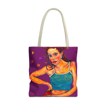 Tote Bag (AOP) Motiv: Lea, Violett Sterne