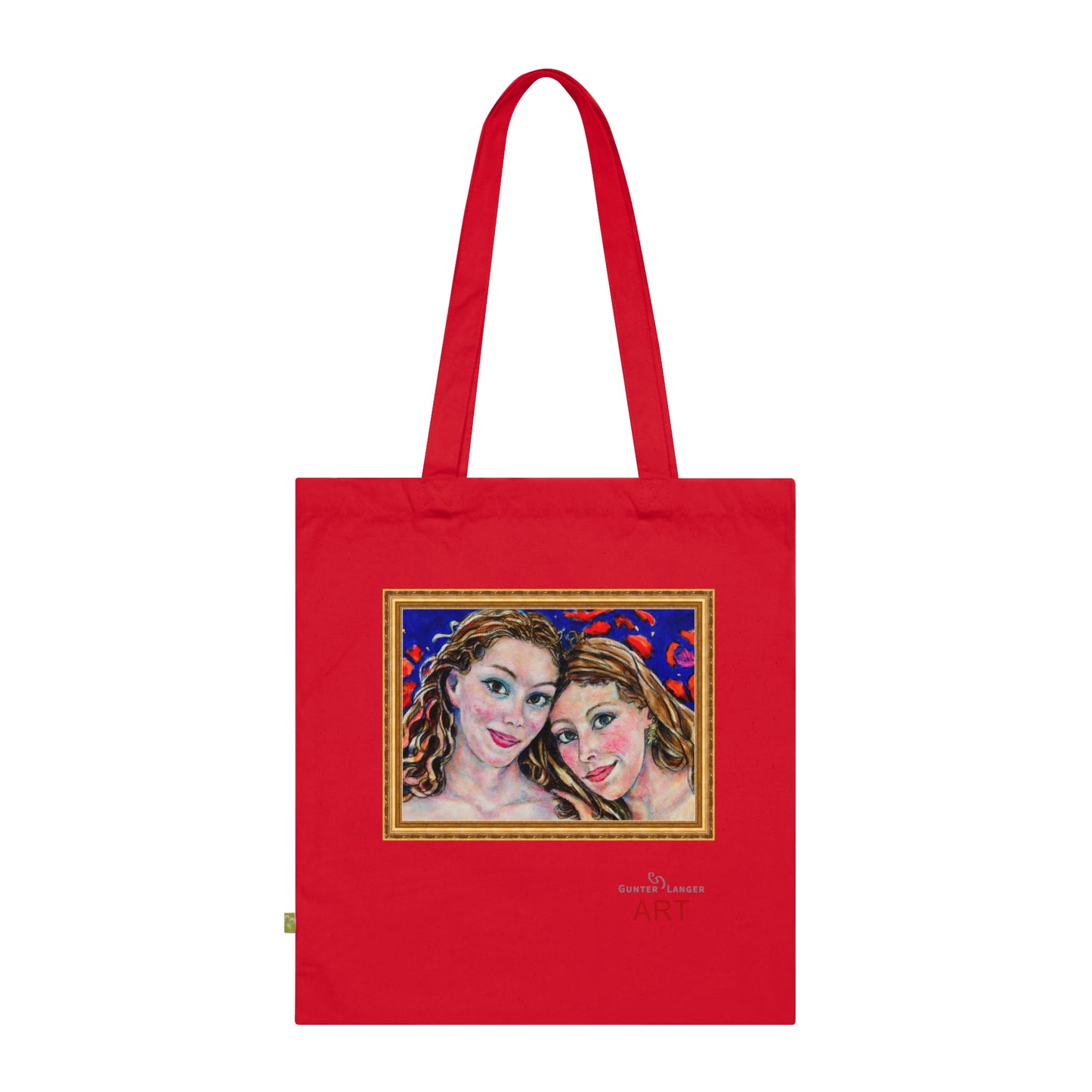 Organic Cotton Tote Bag - Motiv: Freundinnen (gerahmt), einseitig bedruckt, H30 cm