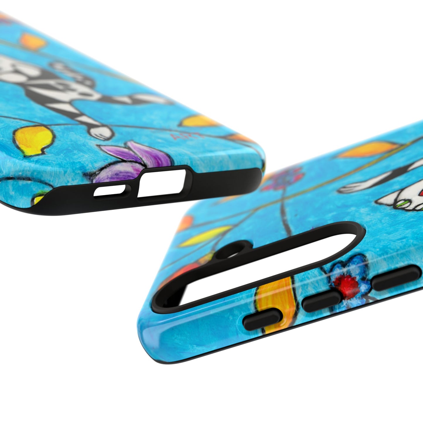 Tough Cases - Google Pixel - Samsung Galaxy - Motiv: Karierte Katze hüpft