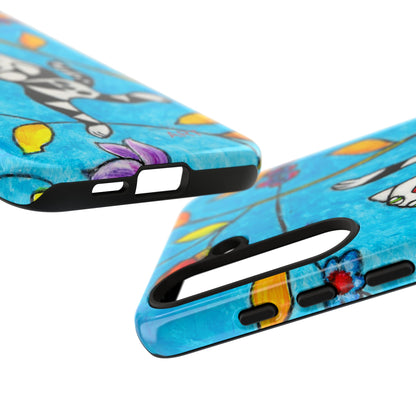 Tough Cases - Google Pixel - Samsung Galaxy - Motiv: Karierte Katze hüpft