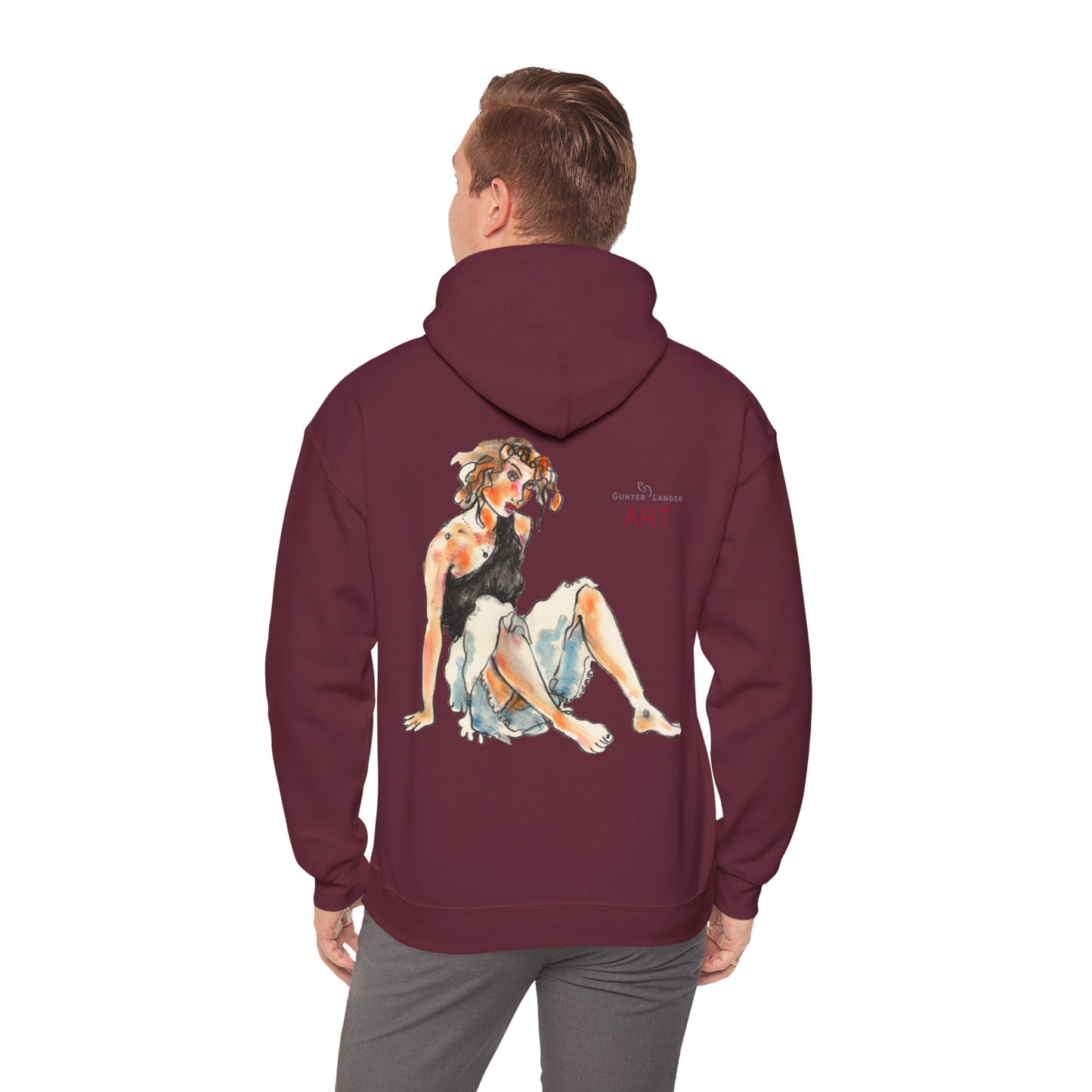 Unisex Heavy Blend™ Hooded Sweatshirt - Motiv Frontseite "Rosa", H 28 cm & Rückseite "Rosa", H 34 cm