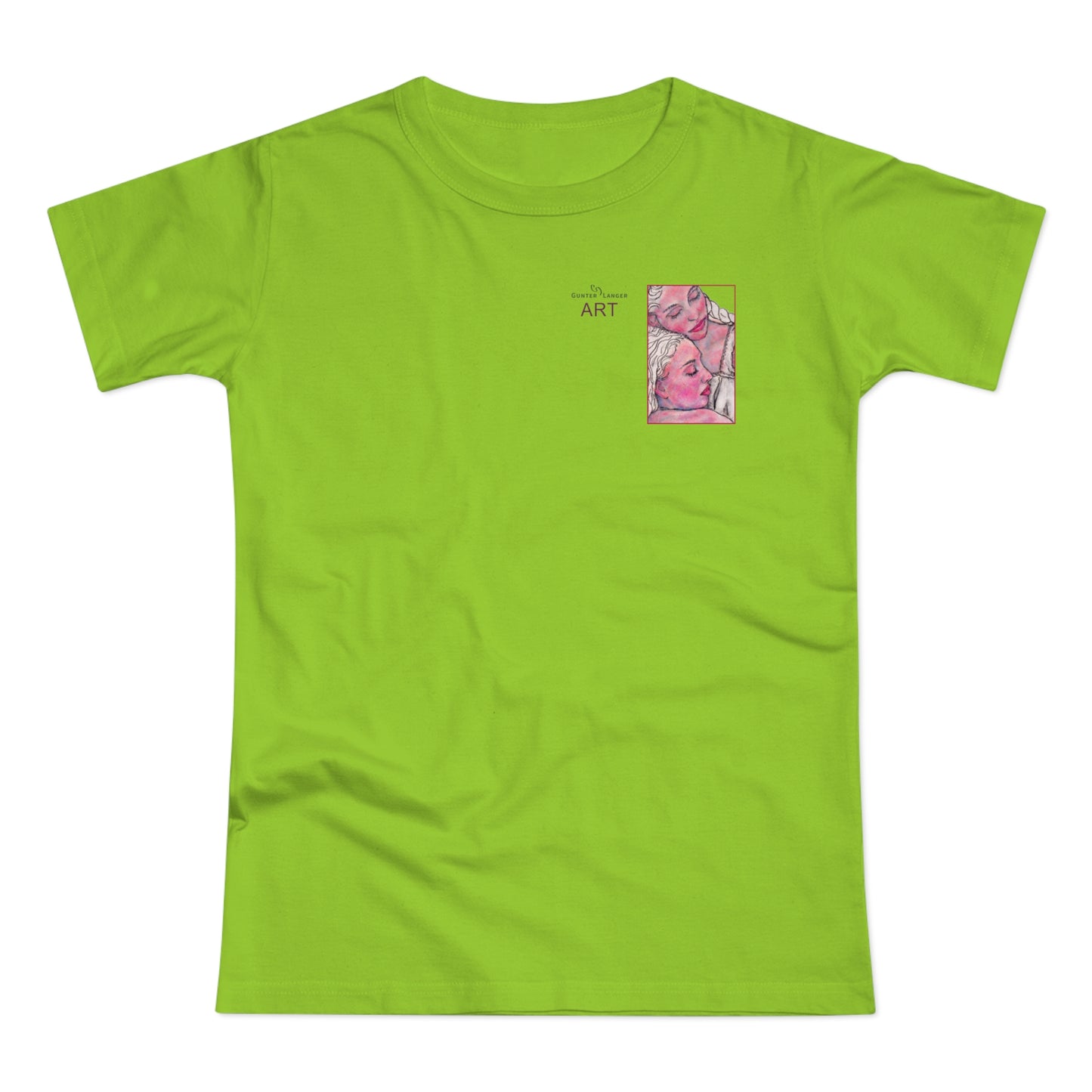 Single Jersey Women's T-shirt - hell - Motiv: Zuflucht, Ausschnitt, H 10 cm
