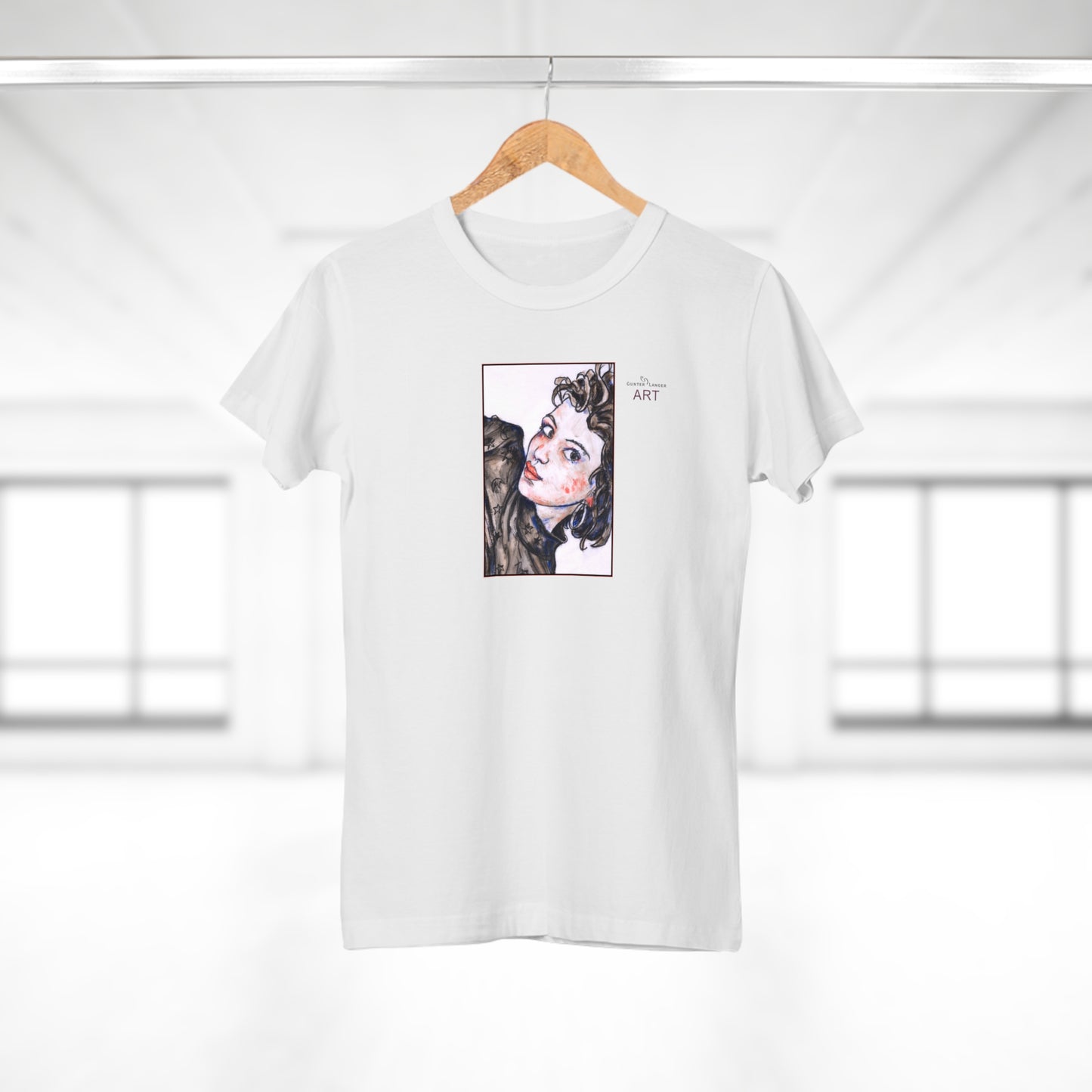 Single Jersey Women's T-shirt - hell - Motiv: Front Annette, H 20 cm & Rückseite Annette, H 35,56 cm