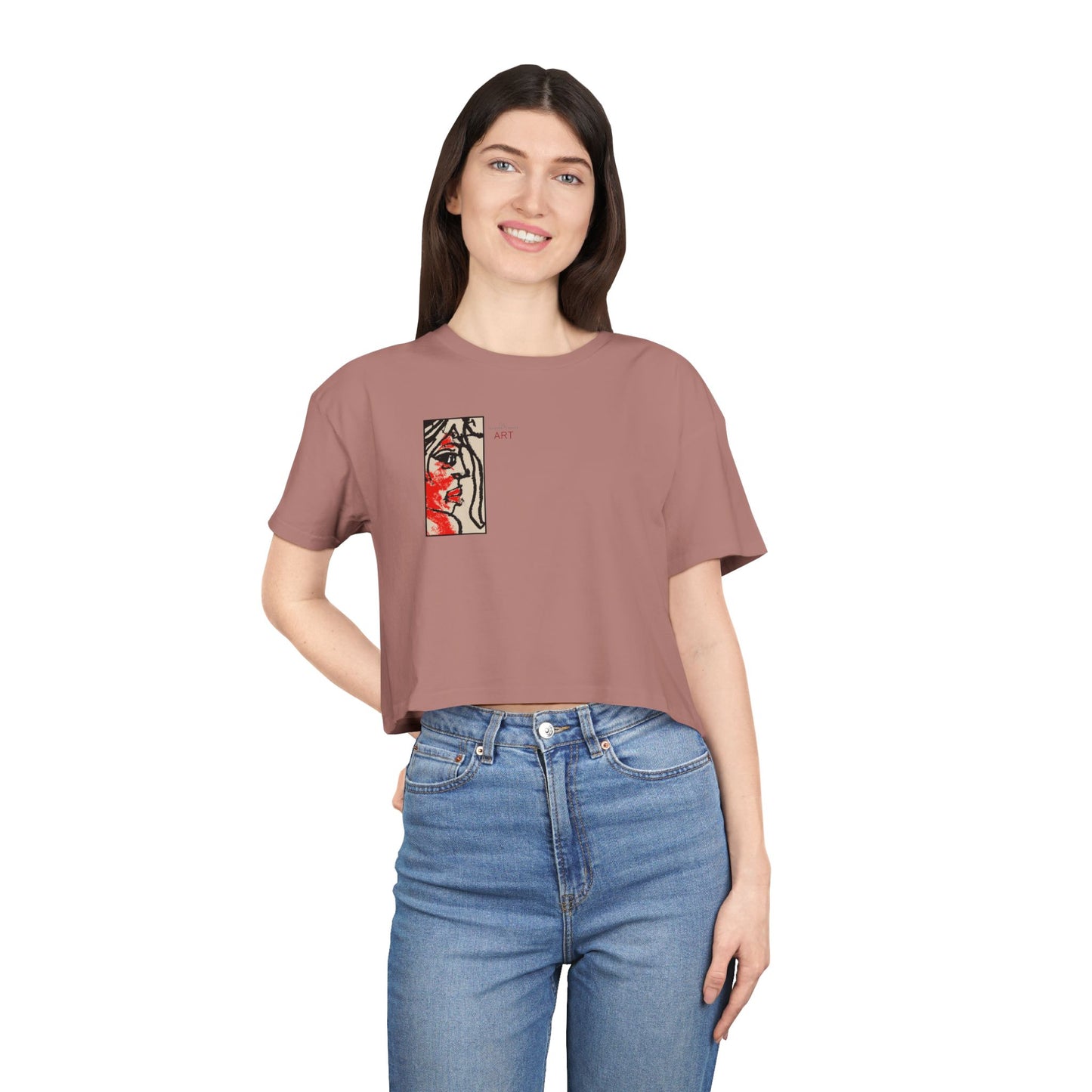 Women's Crop Tee  - Motiv: Front Ria (Ausschnitt H 13,5 cm), & Rückseite Ria, H 24,8 cm